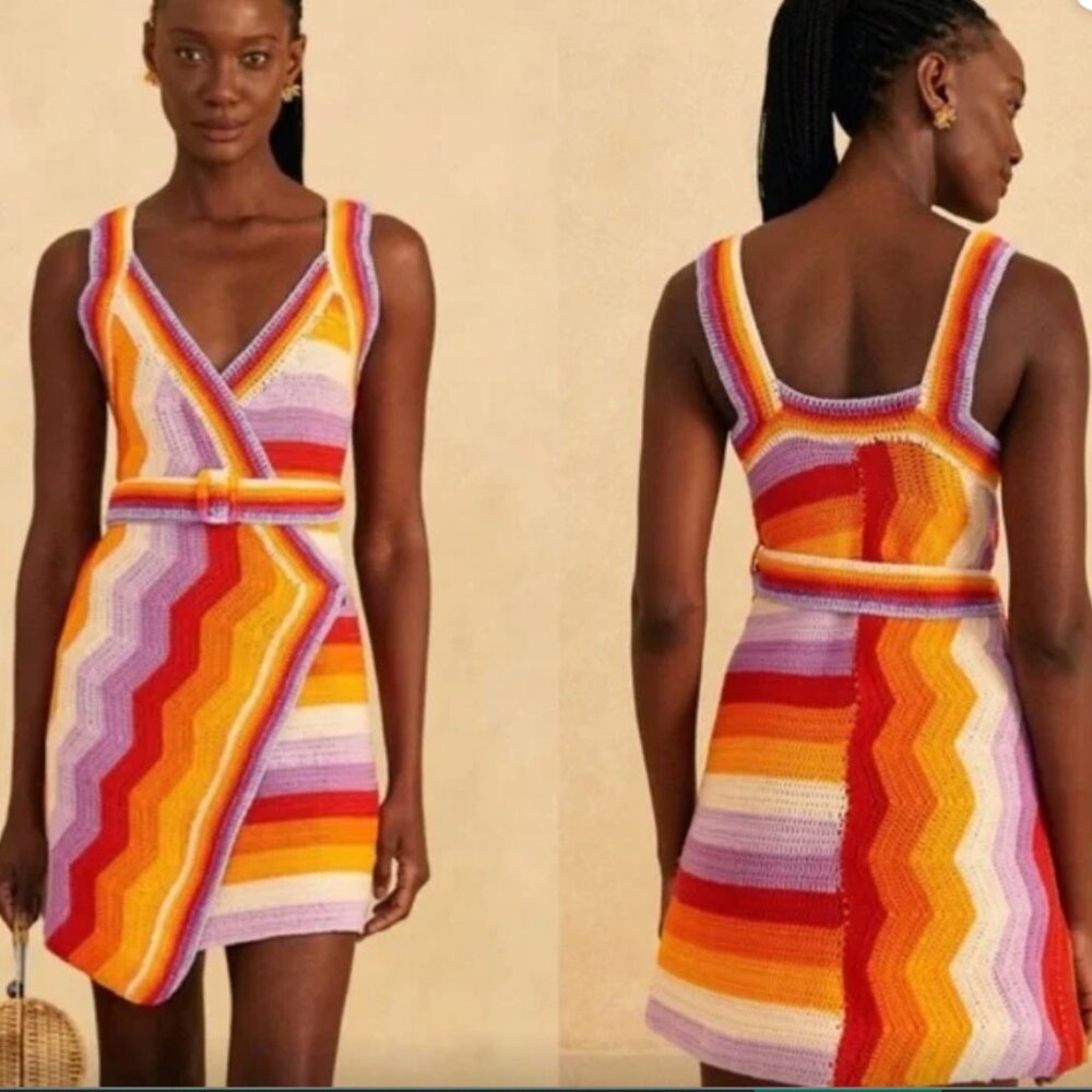 FARM Rio Multicolor Crochet Swim Coverup